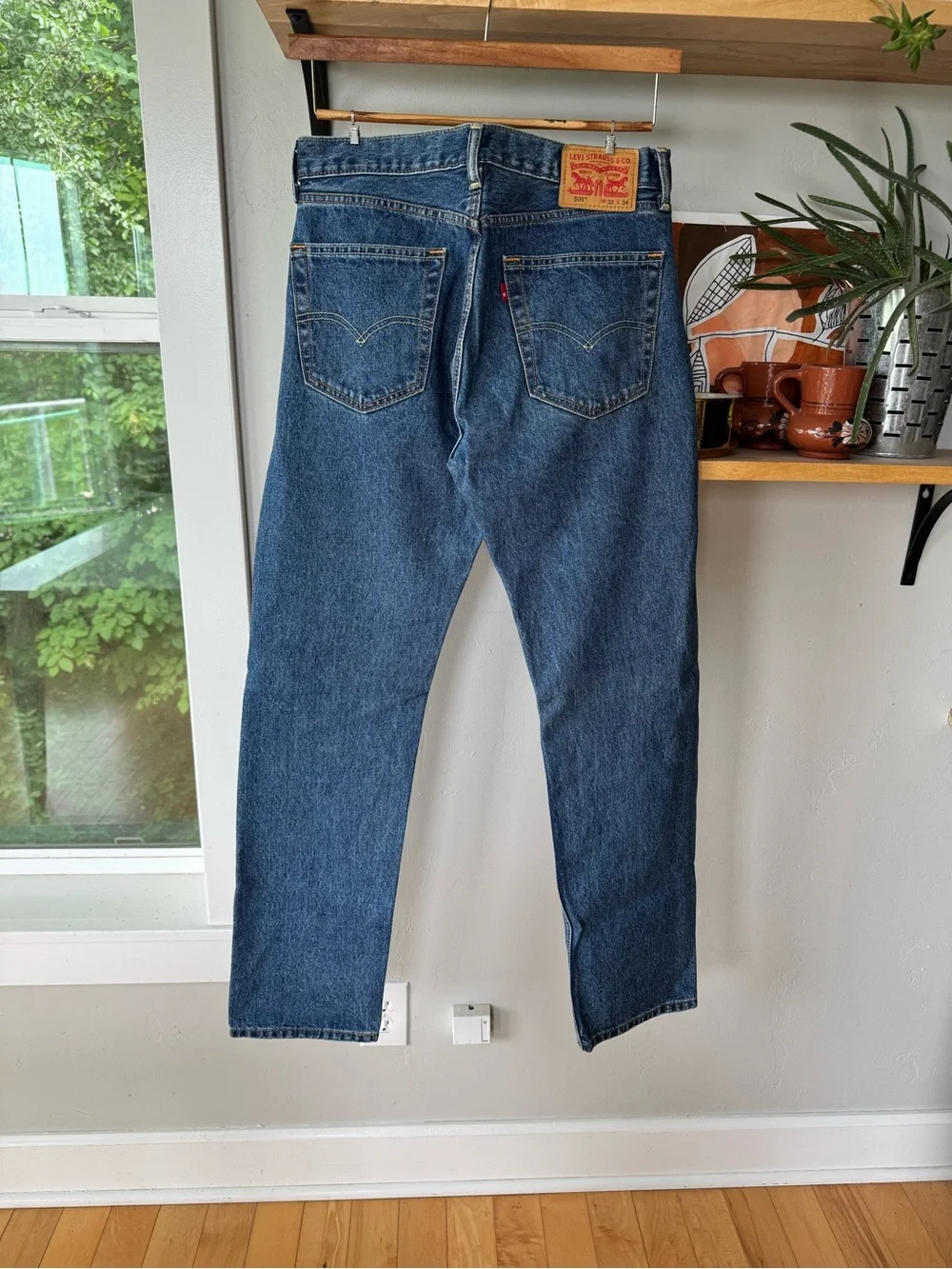 Vintage Y2K Levis 505 Dark Blue Classic Rinse Denim Jeans Size 32 x 34